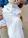 Spring Satin Wide-leg Pant for Women High Waist Suit Straight Pant Full Length Solid Office Lady Fashion Casual Women's Trousers